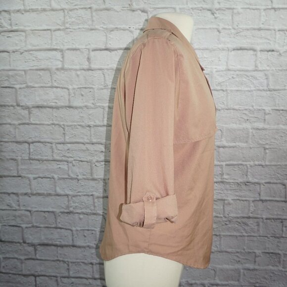 Vintage 80s DVF Diane Von Furstenberg Mauve Button Down Safari Blouse Top - Picture 4 of 8